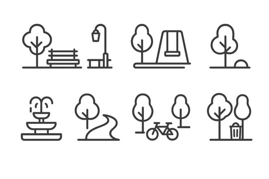 Park layout showcasing benches, swings, and landscaping with trees in a community space