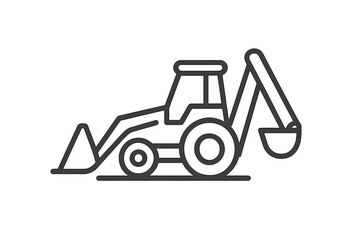 Naklejka premium Excavator working on site during daylight in a construction zone with workers nearby on a summer day