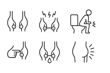 Illustration showing knee pain and discomfort with icons depicting various related activities and sensations