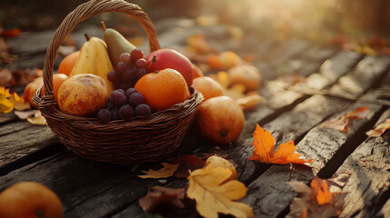 Premium fruit basket-themed background image with a natural style, Generative AI