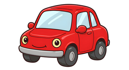 Happy Red Car Cartoon Illustration