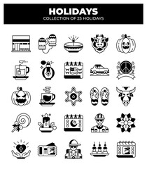 Holidays. Collection of 25 Holiday Icons