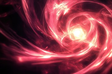 Obraz premium Abstract Red Swirl of Energy Radiating Light from Center Point Digital Art Illustration Close Up View