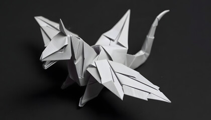 "Abile sciatore che scivola con grazia sulla neve", origami. with white shades