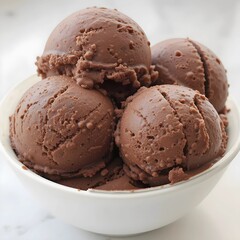 Deliciously Creamy Chocolate Ice Cream Scoops Served in a White Bowl, Perfect for Any Occasion.