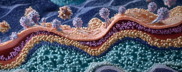 Detailed microscopic view of cellular structures and tissues.