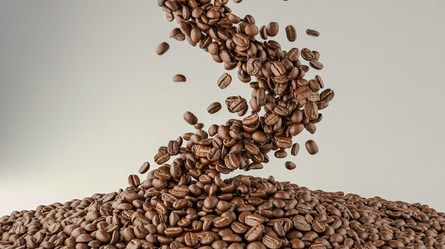 Accrue coffee beans isolated on a white or cobwebby background 
