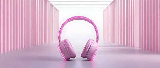 Pink Headphones In A Pink Room