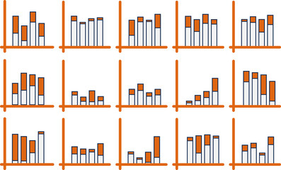 棒グラフのグラフィック素材イラストセット