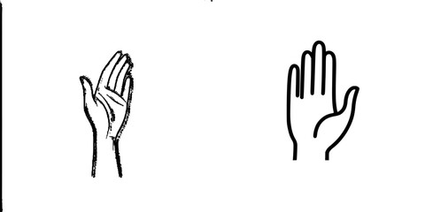 Fototapeta premium Vector illustration of two hand gestures representing greeting and communication in minimalistic design style