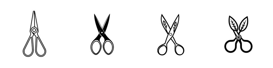 Vector illustration collection of various scissors icons for design and crafting needs