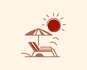 Lounge Chair in Sun with Umbrella Design Logo