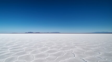 Salt flat landscape with clear sky. (1)