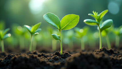 Fototapeta premium Gene Therapy Experiment on Plant Seedlings with Precision Delivery Systems Injecting Modified DNA into Stem Cells and Environmental Monitoring Equipment