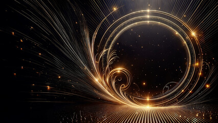 Golden lines on a black background.