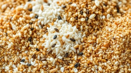 Obraz premium Diverse Dried Cereal Grains - Closeup Display
