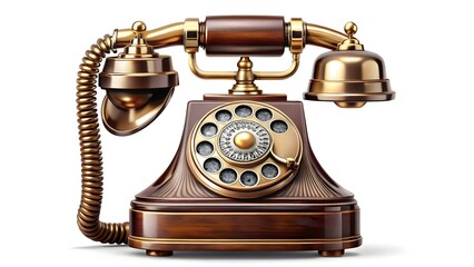 Retro rotary telephone on a white background