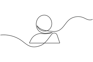 User person icon continuous one line drawing isolate outline vector illustration