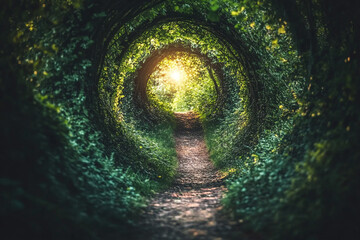 Magical Forest Path Sunlight Tunnel Green Nature Walk