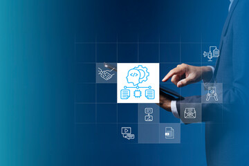 Businessman are using AI as a work assistant.