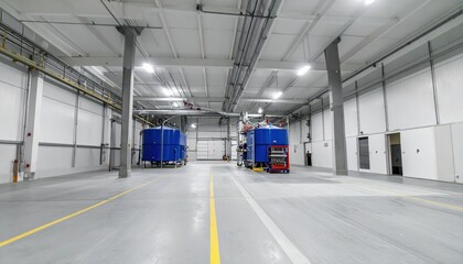 Fototapeta premium Spacious and Modern Industrial Warehouse with Large Storage Tanks