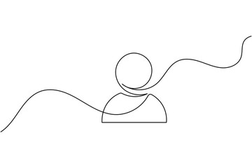 User person icon continuous one line drawing isolate outline vector illustration