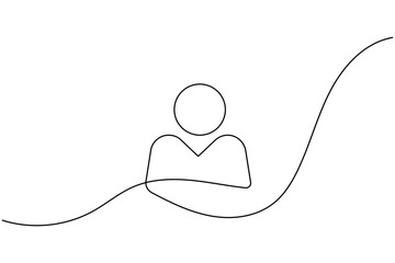 User person icon continuous one line drawing isolate outline vector illustration
