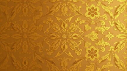 A luxurious golden floral damask pattern background texture ideal for elegant designs and sophisticated projects featu intricate details.