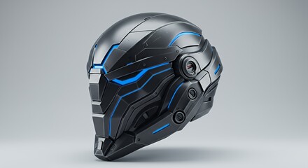 Fototapeta premium Futuristic Helmet Design with Blue Accents for Gaming and Sci-fi Concepts