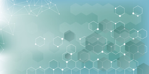Hexagonal molecules. The molecular structure. Genetic and chemical compounds. Chemistry, medicine, science and technology concept. Geometric abstract background. Atom DNA. Abstract vector illustration
