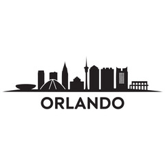 Fototapeta premium Vector Orlando skyline. Travel Orlando famous landmarks. Business and tourism concept for presentation, banner, web site. Vector black silhouette. with white background