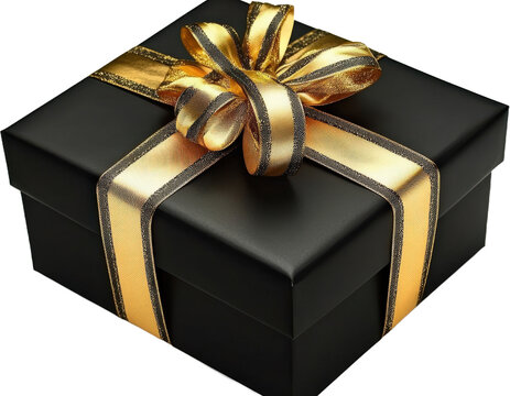 Elegant Black Gift Box with Gold Ribbon