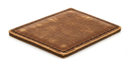 Obraz premium Minimalist brown leather wallet on white background: a perfect blend of style and functionality