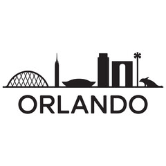 Obraz premium Vector Orlando skyline. Travel Orlando famous landmarks. Business and tourism concept for presentation, banner, web site. Vector black silhouette. with white background