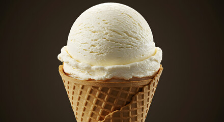 Creamy Vanilla Ice Cream Cone Close-up