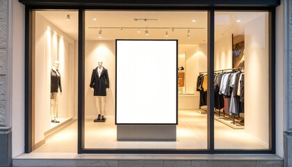 Storefront Advertising Mockup - Shop or Store Shopping Window Ad Template for Branding or Signage, Logo or Design - Graphic Asset for Fashion, Clothing, Boutique, Jewelry or Cosmetics Store