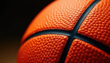 Fototapeta premium Close-up of basketball texture, orange leather grain, game, orange