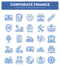 Corporate Finance Icon Set. 25 Essential Icons for Business