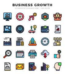Set of Business Growth Icons Lineal Color icons collection.