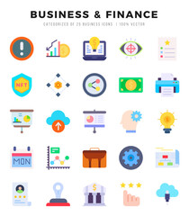 Vector Business & Finance types icon set in Flat style. vector illustration.