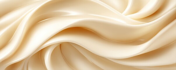 Soft, creamy beige fabric with smooth, flowing folds and a silky, luxurious texture.