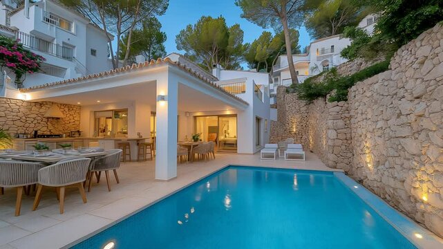 Magnificent villa with swimming pool in the summer