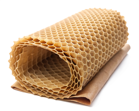 eco friendly brown paper honeycomb wrap for product  on white background,PNG