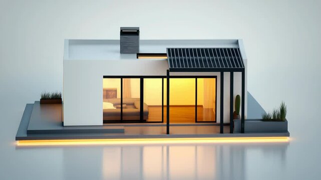 Modern minimalist house isometric view