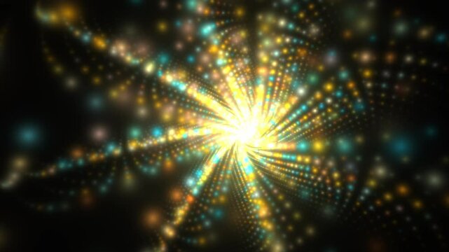 hypnotische drehende Spirale aus gelb gr&uuml;n leuchtenden Lichtern &ndash; farbenfrohes Technologie-Design, Meditation, futuristische Energie und modernes visuelles Konzept, Entschleunigung