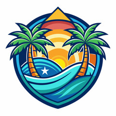 Obraz premium beach logo dashing colour full vector illustration 