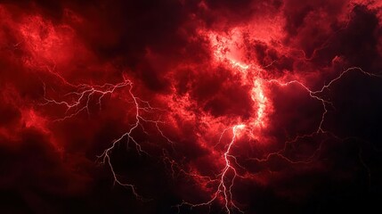 Dramatic Red Lightning Storm
