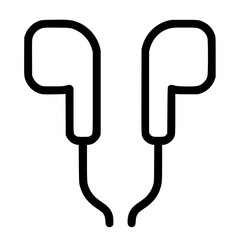 Minimal black line icon of wired earphones