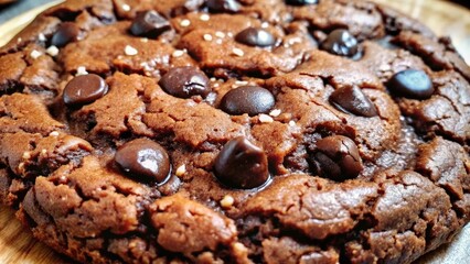 Fototapeta premium A Close-Up View of a Chocolate Chip Cookie with a Sprinkle of Salt on Top