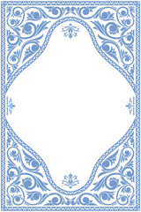 Decorative ornamental floral monochrome blank card template